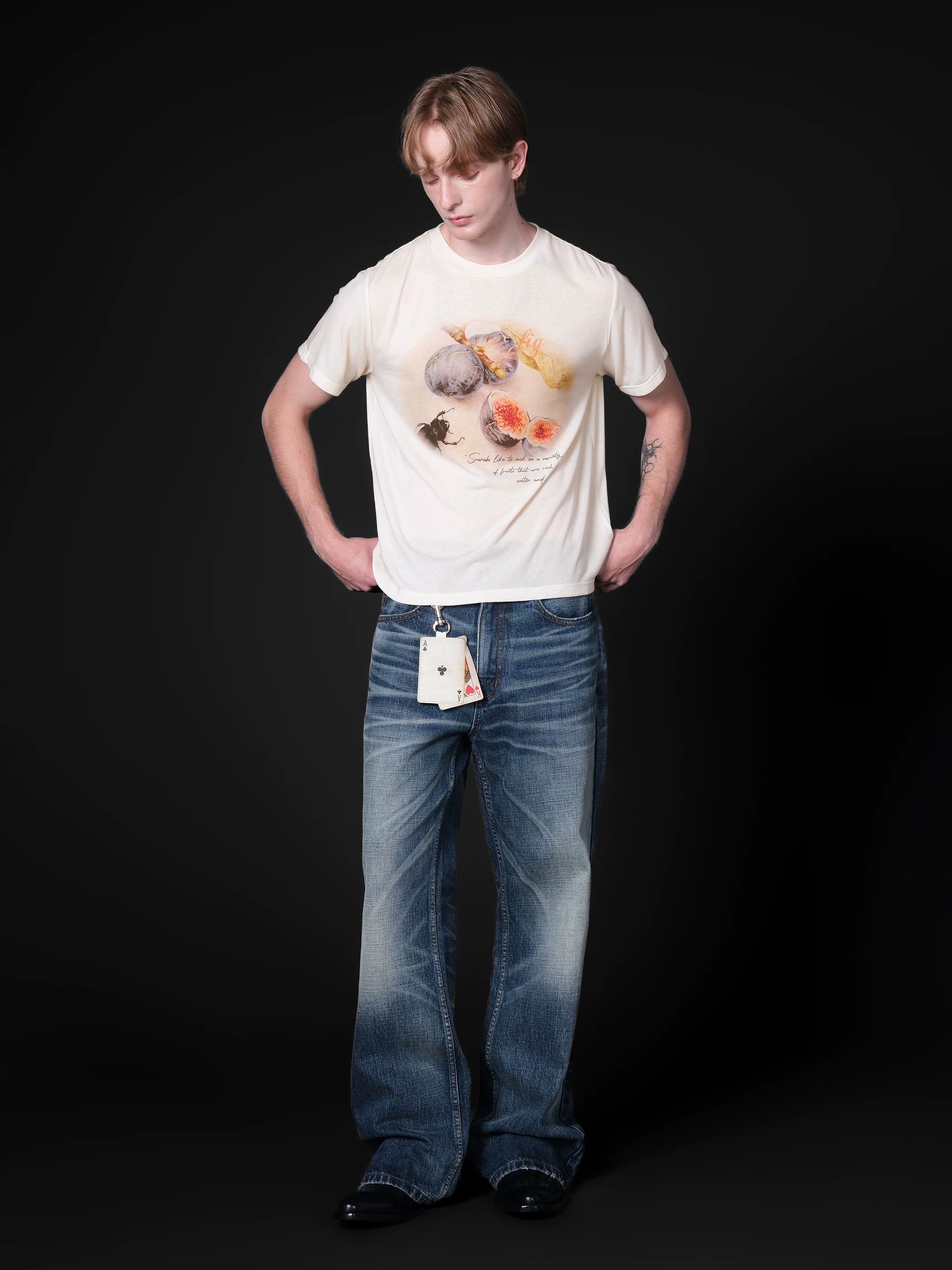 Set for life 25SS "Fig Flower Language" Tencel Wool Blended Short Wide T-shirt