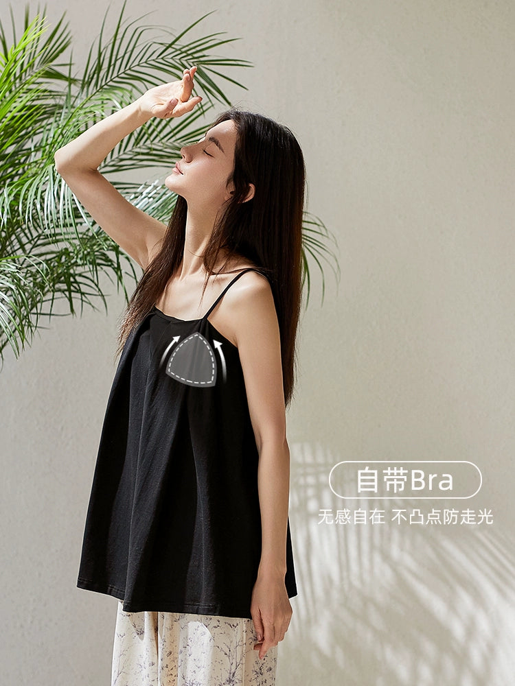 Yuenei Loungewear Thin Two-piece Set with Chest Pad