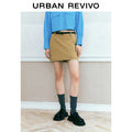 URBAN REVIVO Workplace Commuter Solid Color Zip Skirt