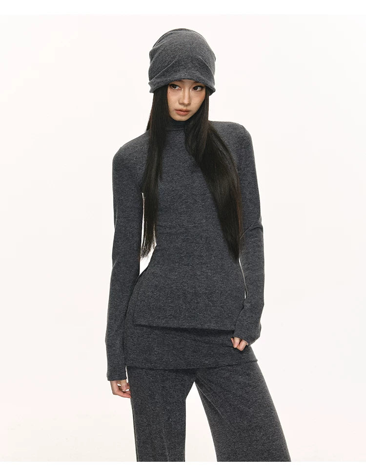 Anna Aneae Turtleneck Bottoming Shirt Wide-leg Casual Sweatpants Suit