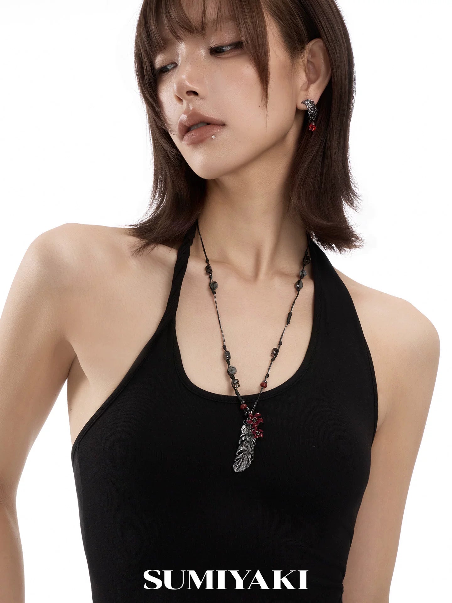 SUMIYAKI Braided Rope Beaded Handmade Necklace
