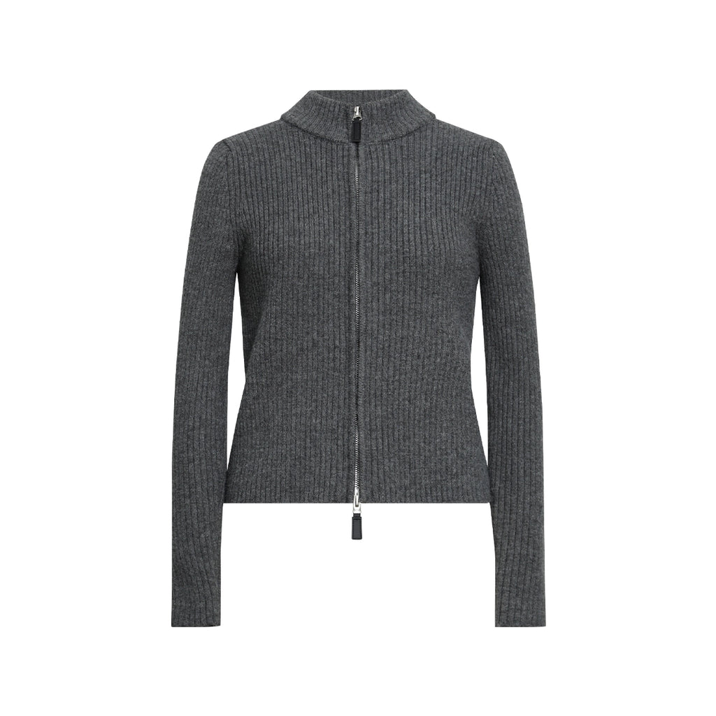FUNKYFUN Pit Strip Texture Stand-up Collar Slim-fit Knitted Jacket