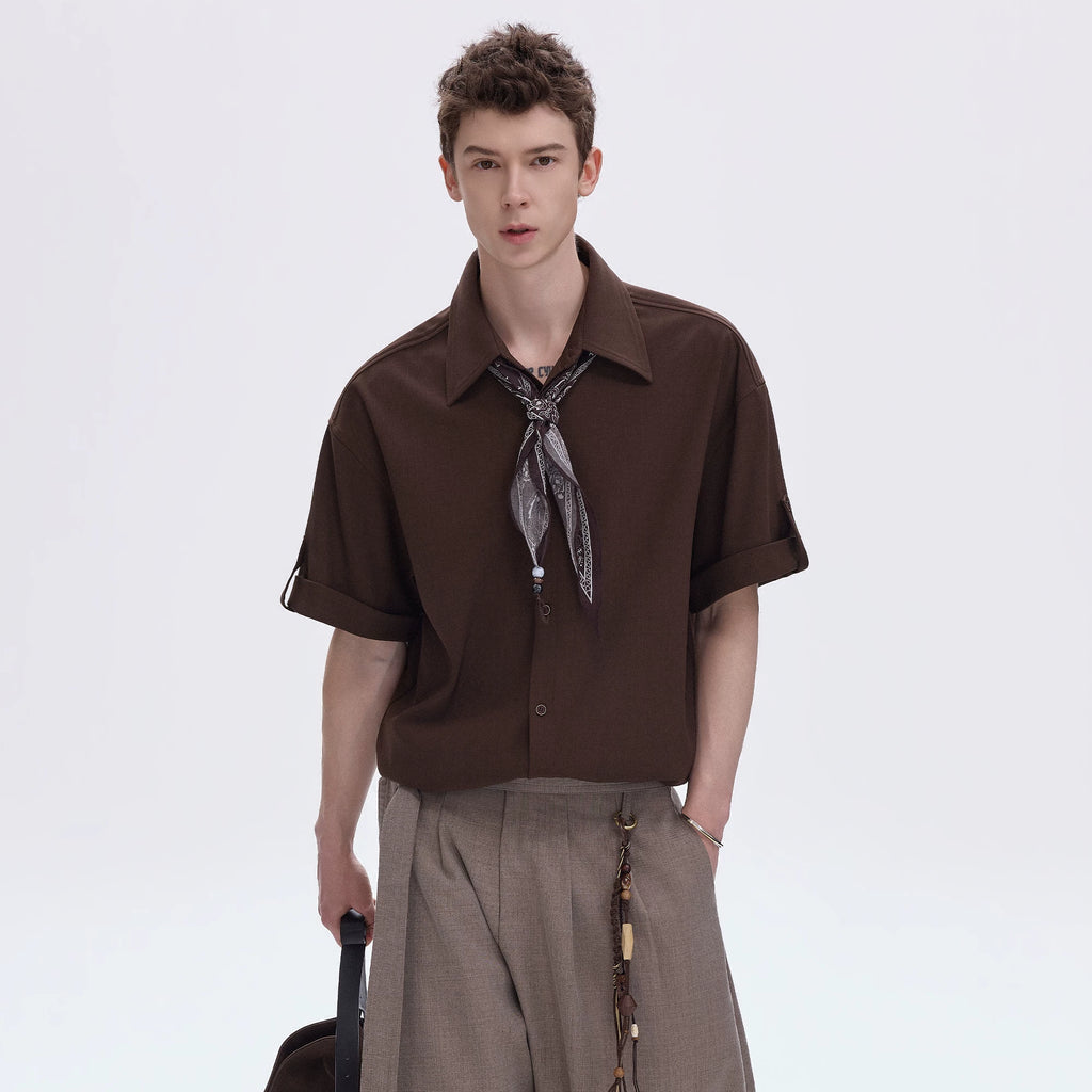 CHOR Vintage Loose Casual Folding Sleeve Shirt