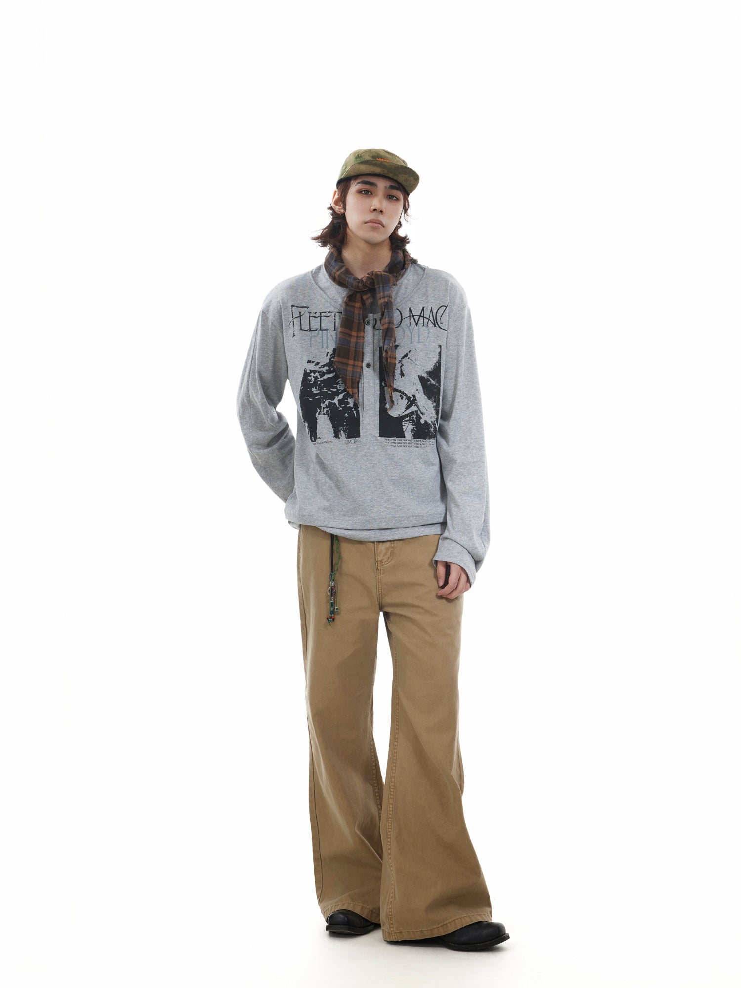 BTSG  fake two-piece scimitar long sleeve Tee