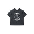 FUNKYFUN Old Mottled Flower Slogan Printed Tee