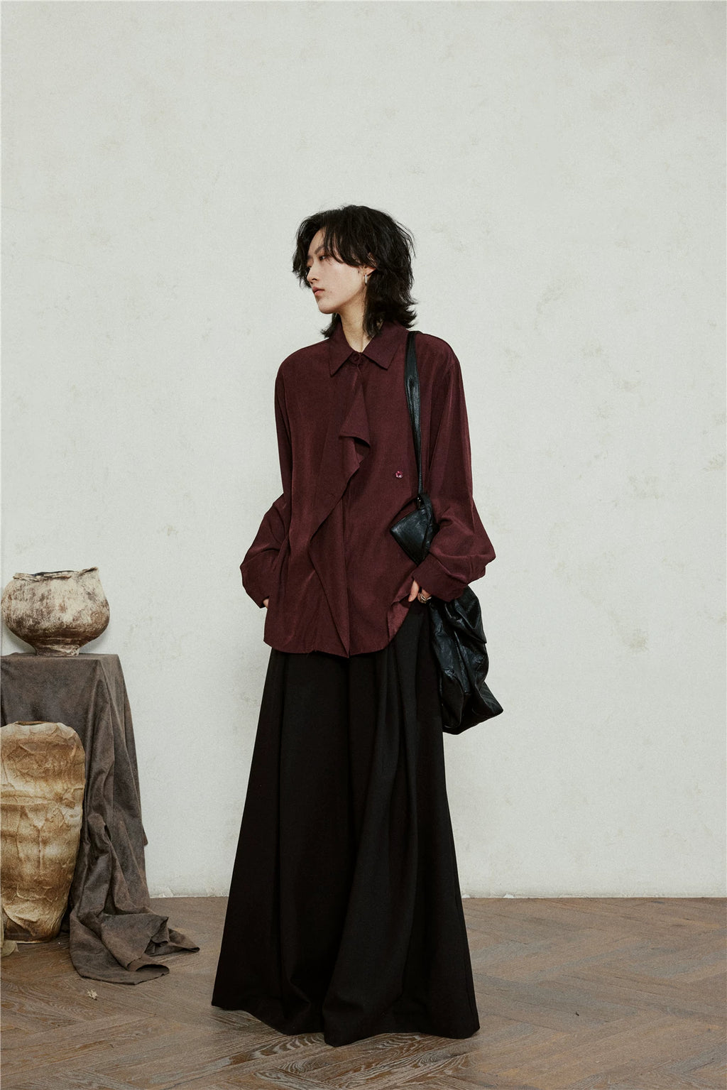 SUNYVONNE Minimalist Lazy Ribbon Shirt