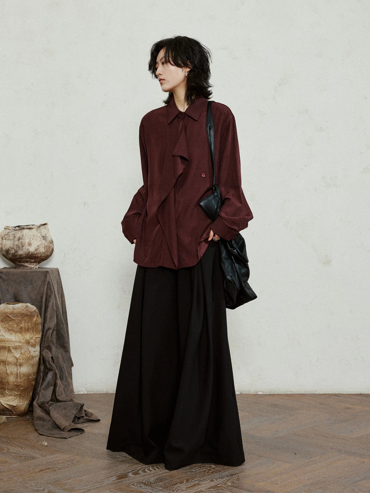 SUNYVONNE Minimalist Lazy Ribbon Shirt