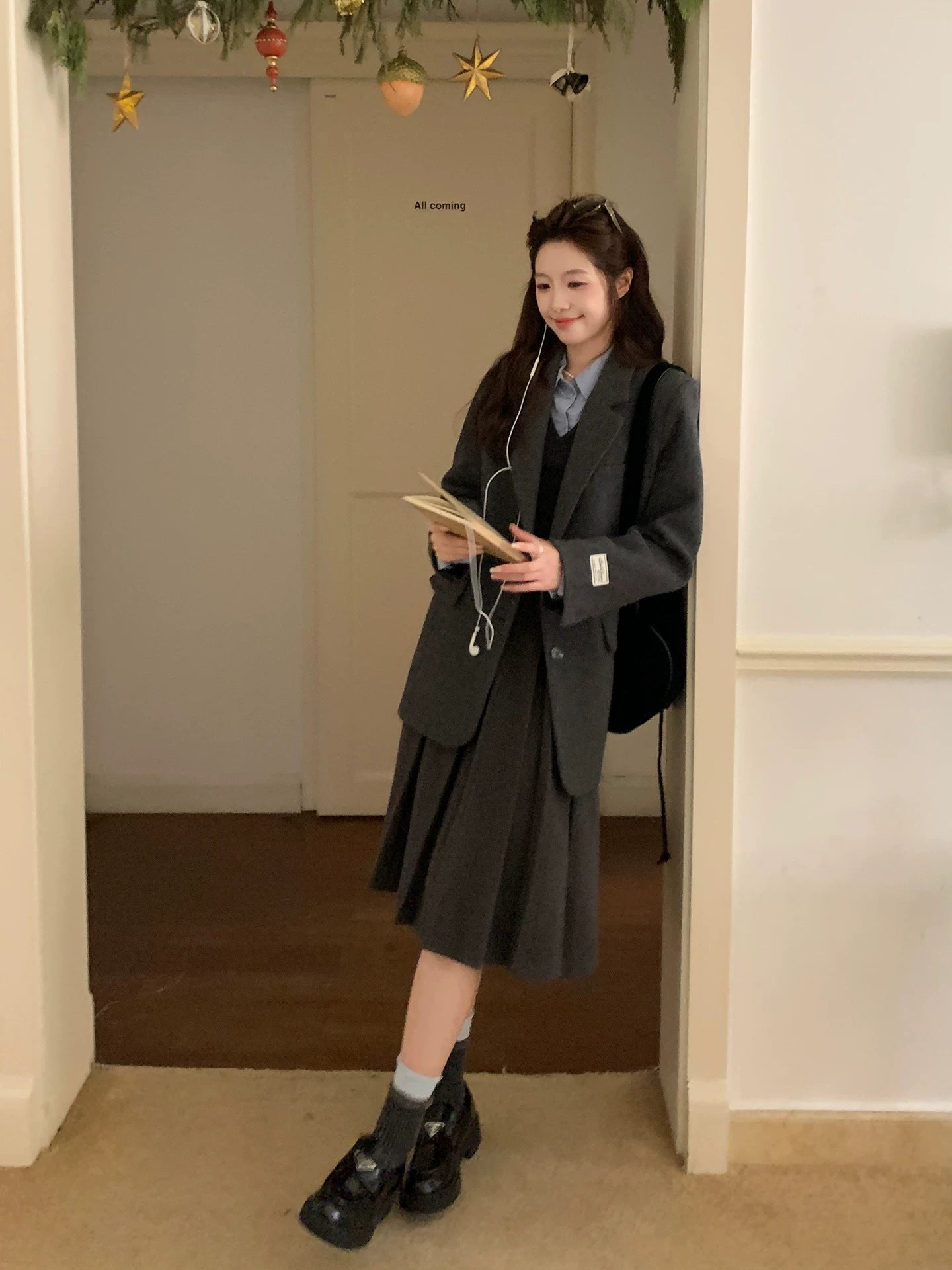 Even Versatile Preppy Style Spliced Waist Skirt