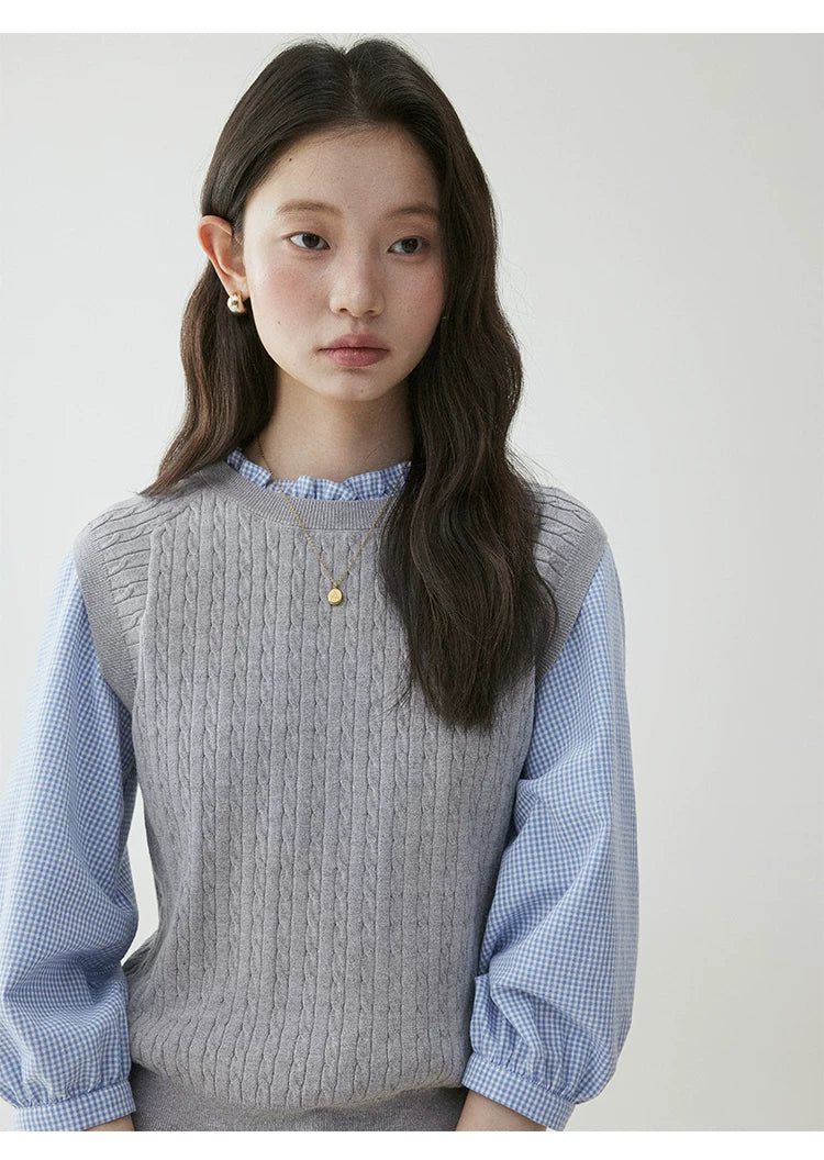 VOOE Crew Neck Stacked Knitted Vest
