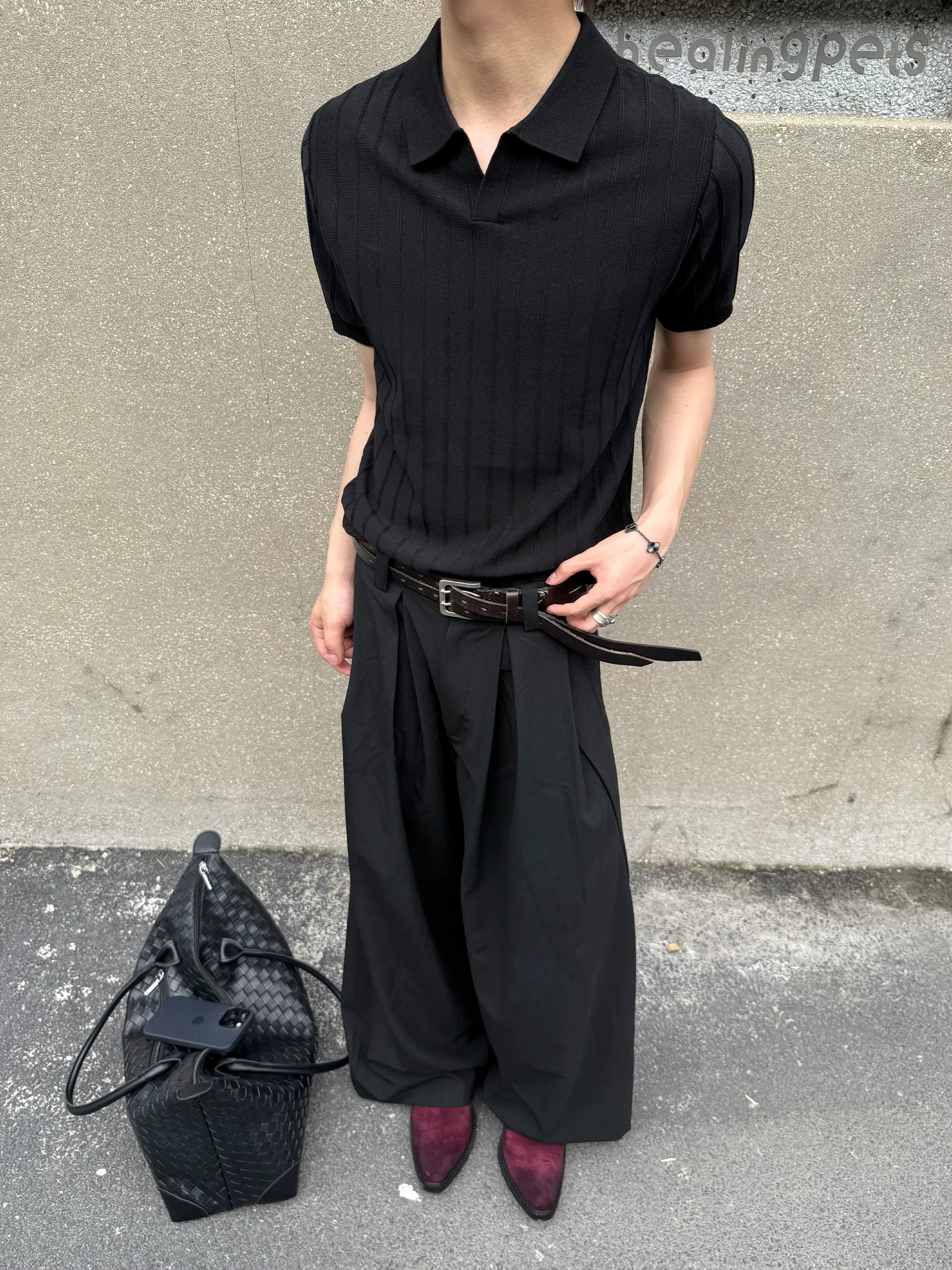 TERRAINCOGNITA Knitted Short and Wide POLO Shirt