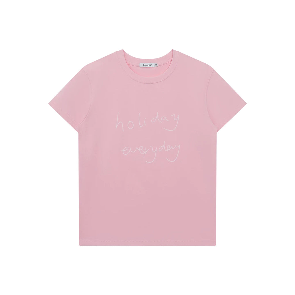 FUNKYFUN Fun Handwritten Slogan Front Shoulder Tee