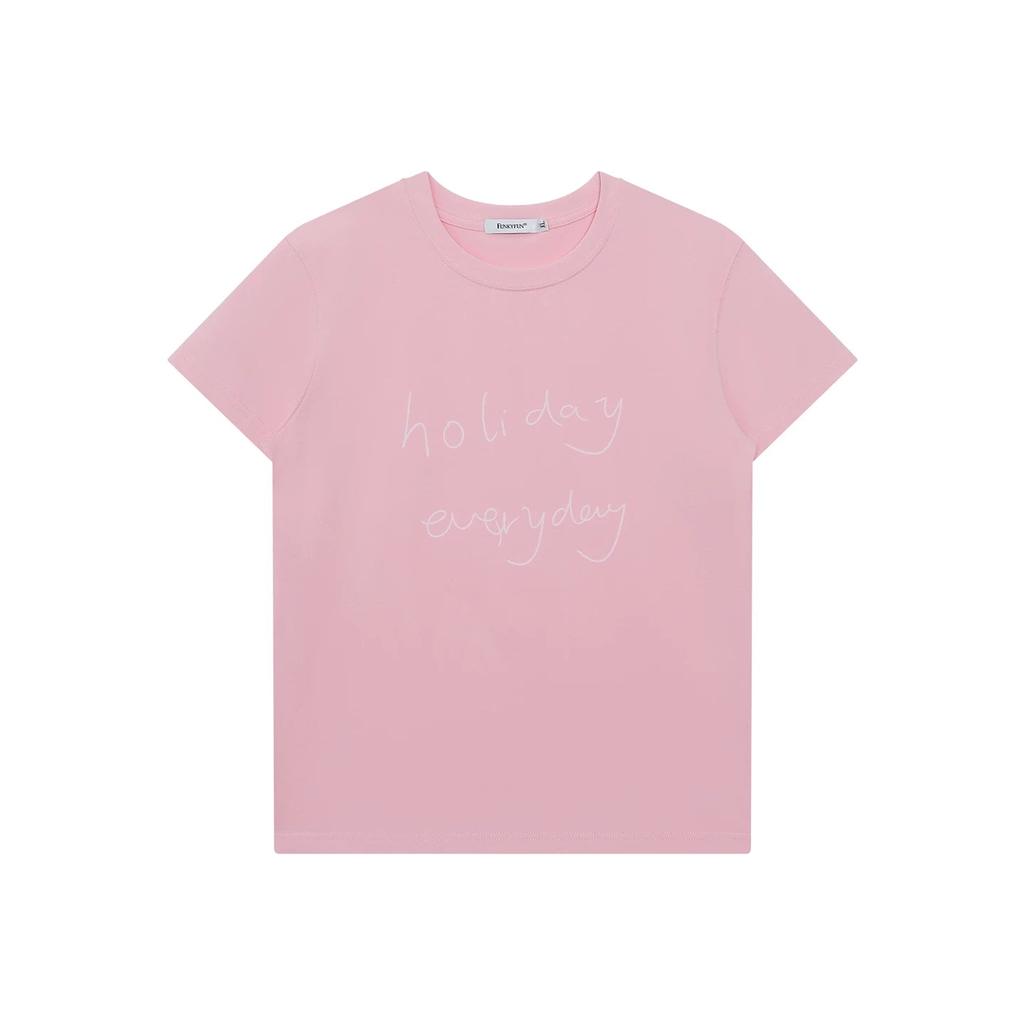 FUNKYFUN Fun Handwritten Slogan Front Shoulder Tee