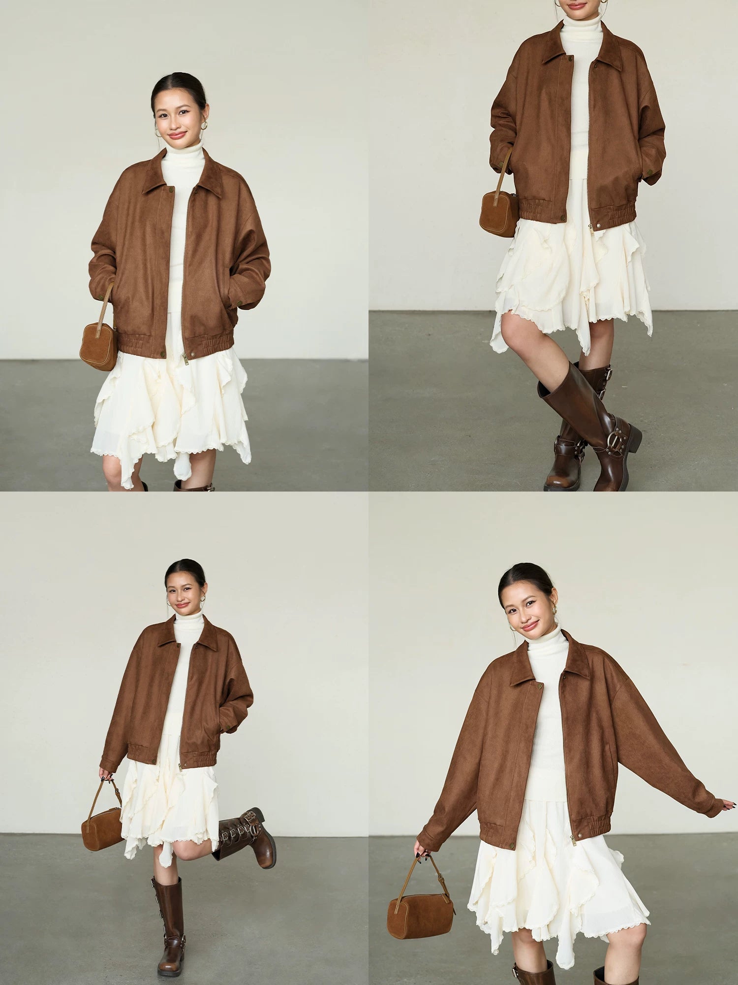 OUSPH Vintage Lapel Loose Casual Jacket