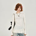 Girlyhalo Vintage Lace Paneled Crew Neck Long Sleeves
