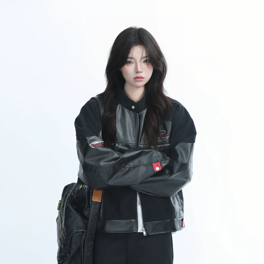 Zuocisankon Vintage Thickened Leather Jacket