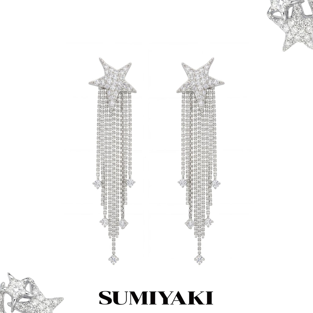 SUMIYAKI Burst Full Diamond Fringed Earrings