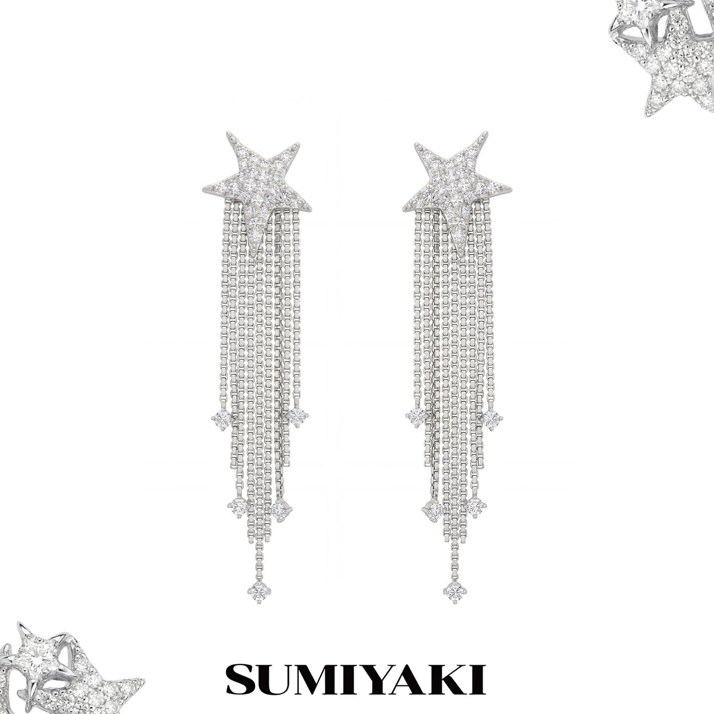 SUMIYAKI Burst Full Diamond Fringed Earrings