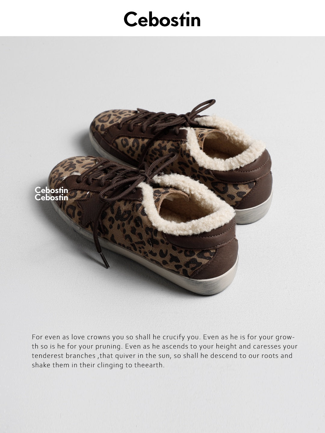 Cebostin Retro Old and Heightened Version Star Fleece Board Shoes