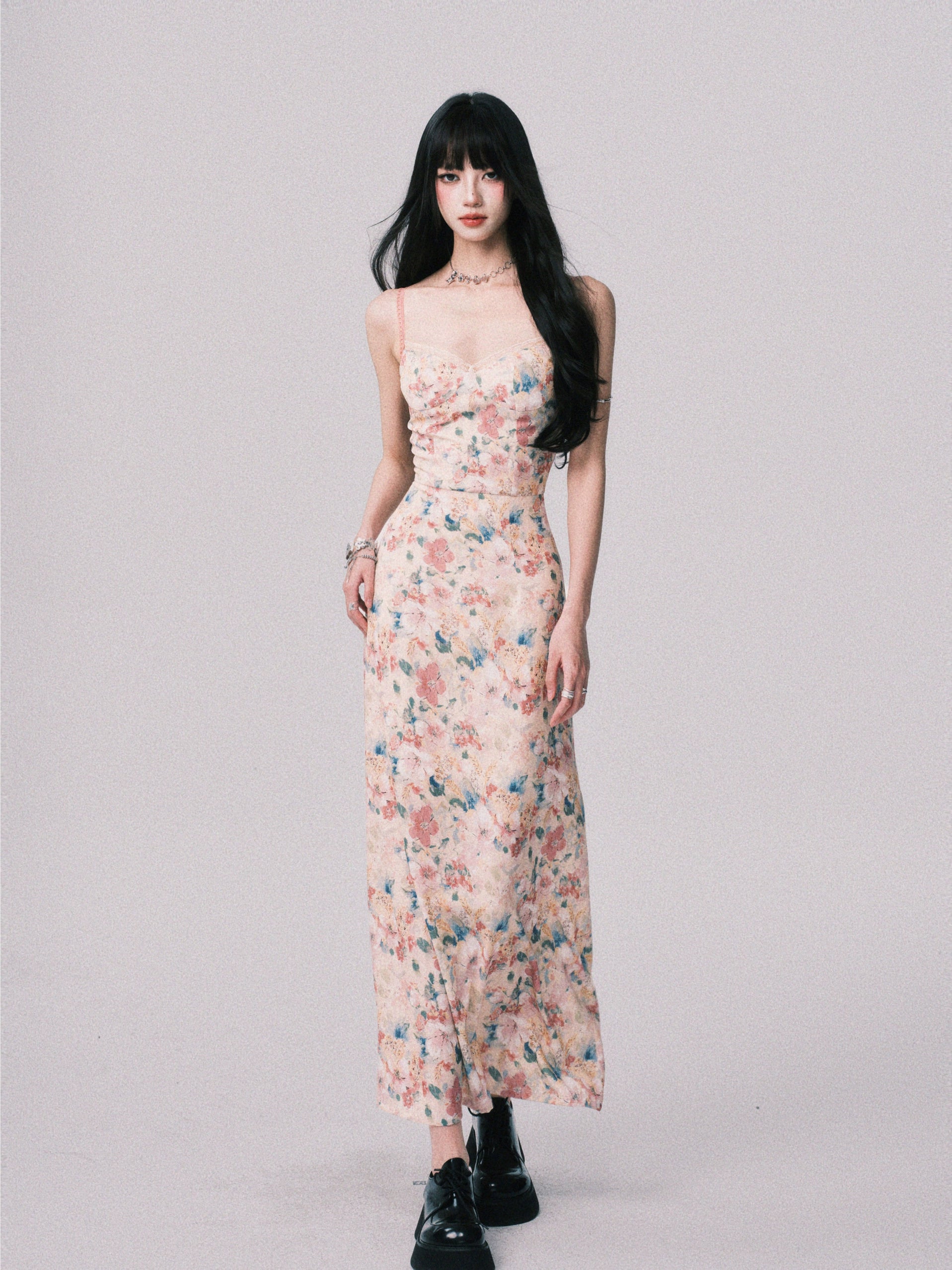 LULUSWINGS Holiday Floral Suspender Dress