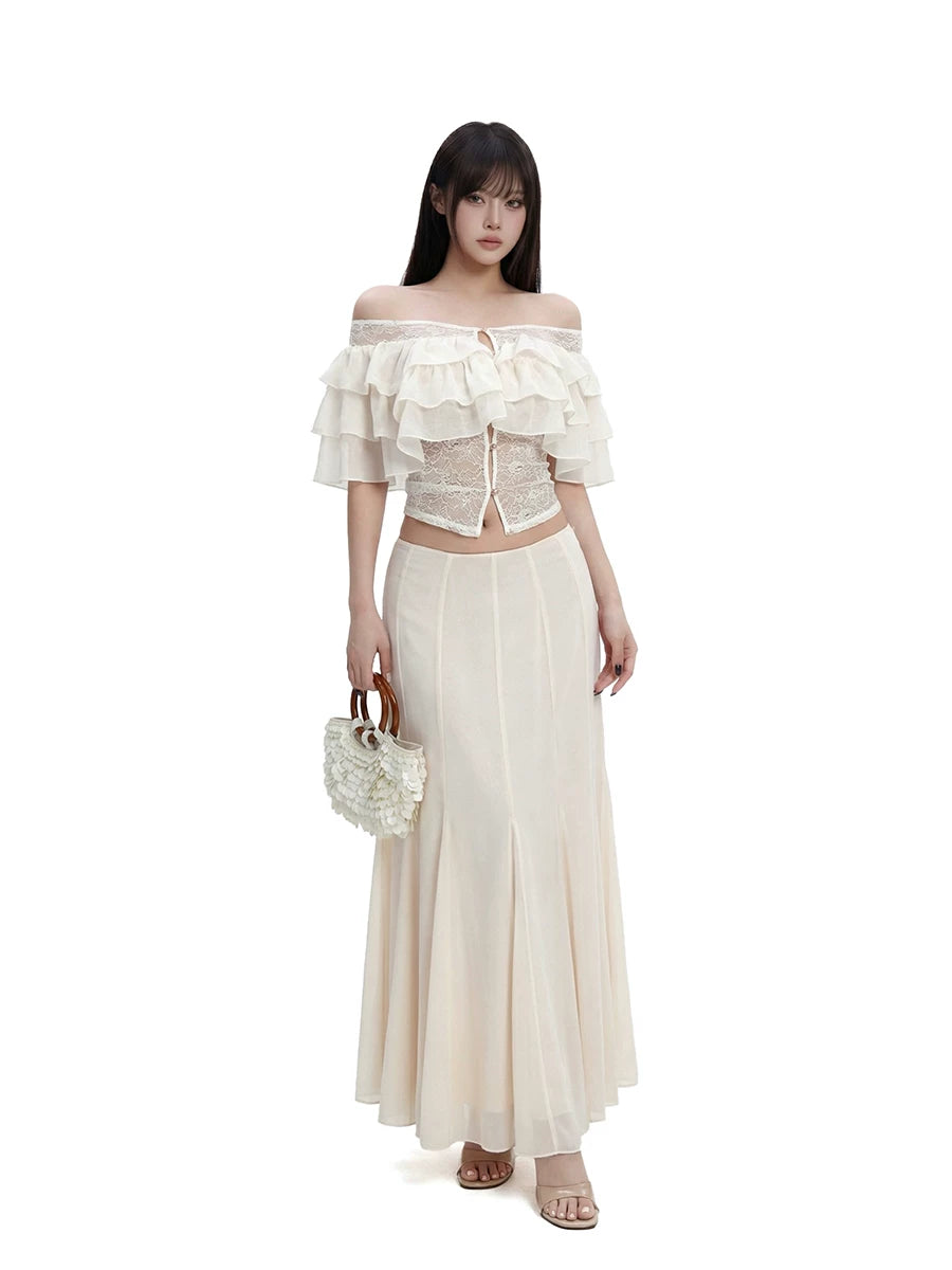 WITHMIN Low Waist and Thin Casual Versatile Straight Skirt