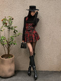 FINDYAWINGS Retro Short Vest Vest Pleated Skirt Set