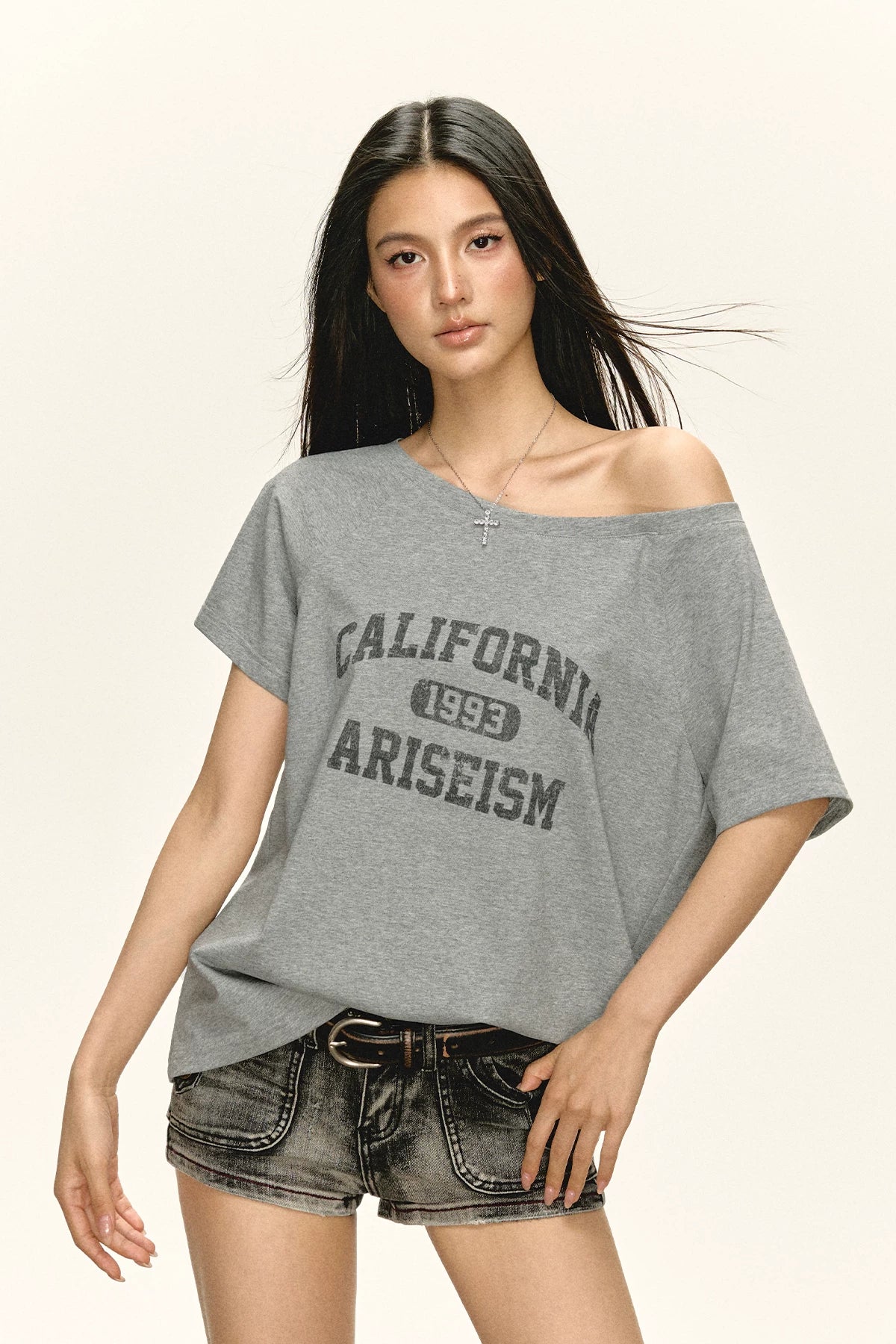 Ariseism Casual Sloping Shoulder Versatile Tee