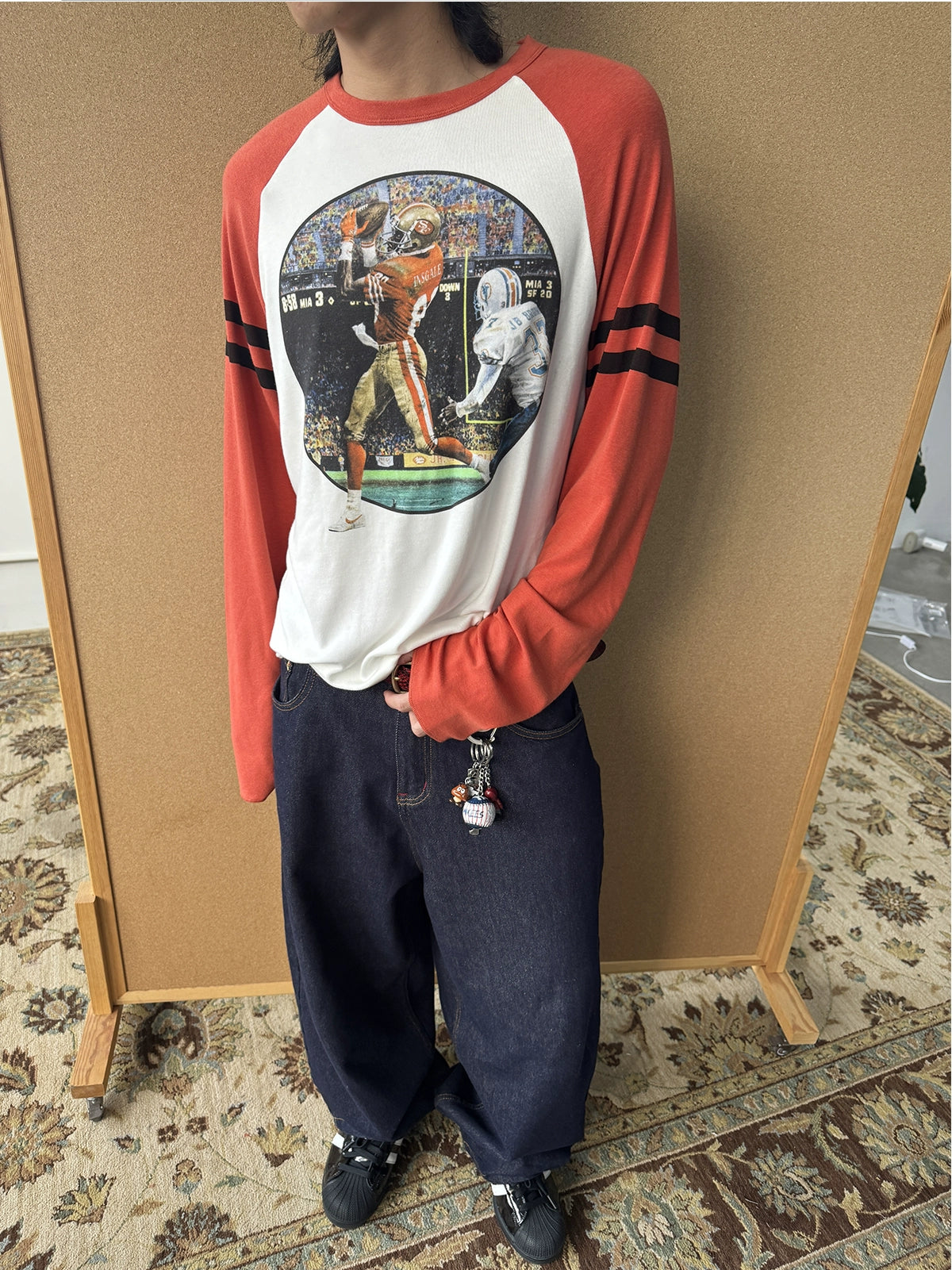 InsGale Contrast Vintage Splicing Shoulder Sleeve Long Sleeve