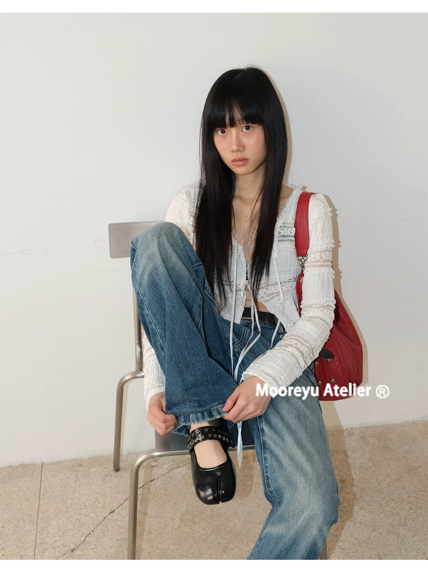 Mooreyu Sweet Cool One-Word Shoes with Round Head Flat Bottom