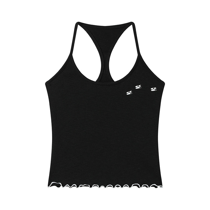 CryingCenter Beauty Shoulder Back Curled Mini Logo Elastic Vest