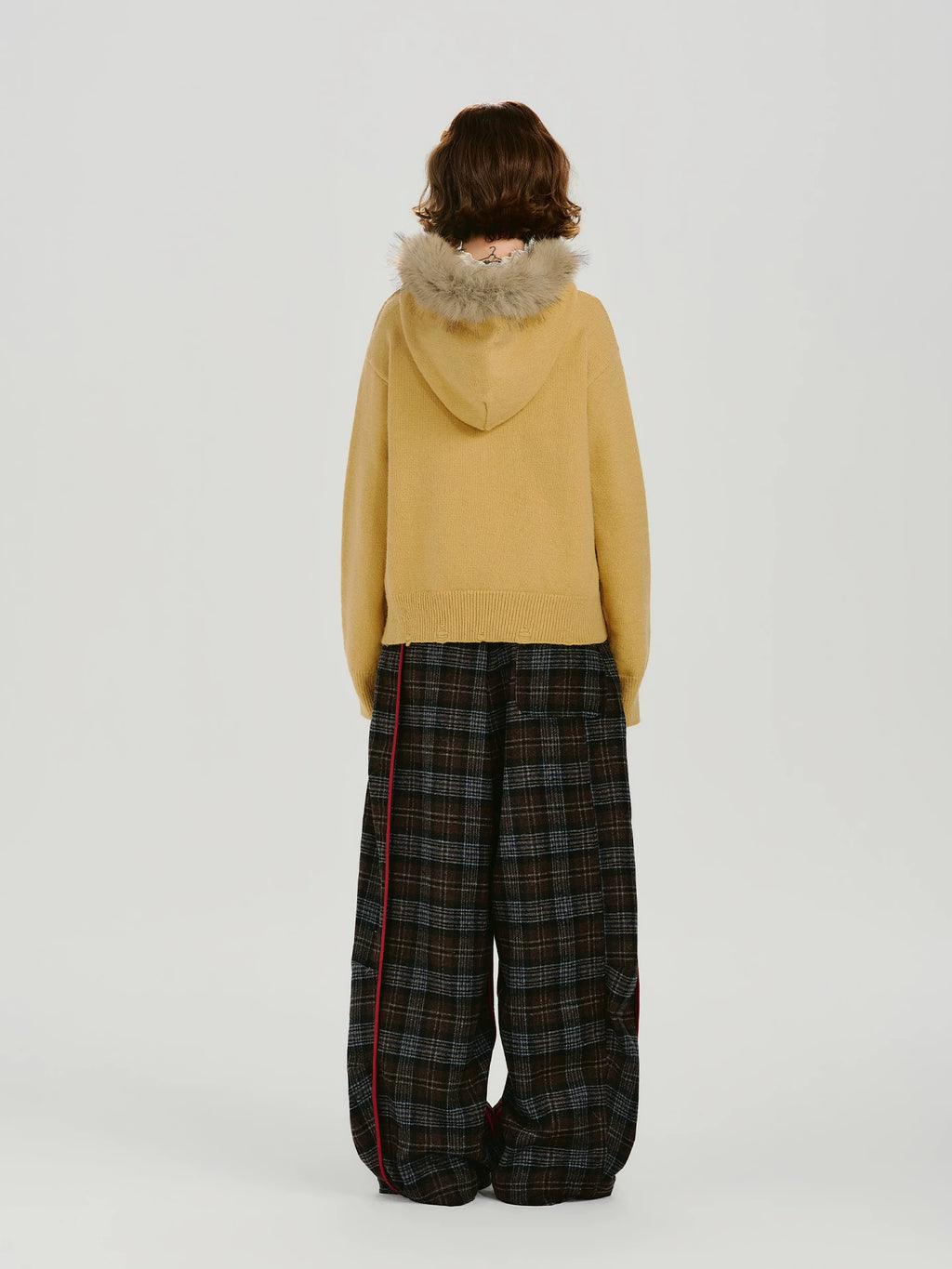 Girlyhalo Vintage Jacquard Collar Hooded Knitted Sweater