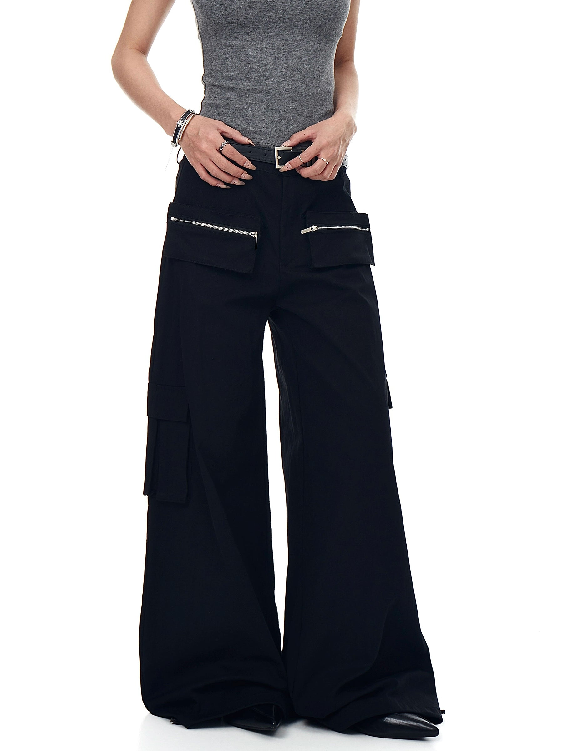 BLACKLISTS Multi-pocket Tooling Loose Wide Leg Floor Mopping Pants