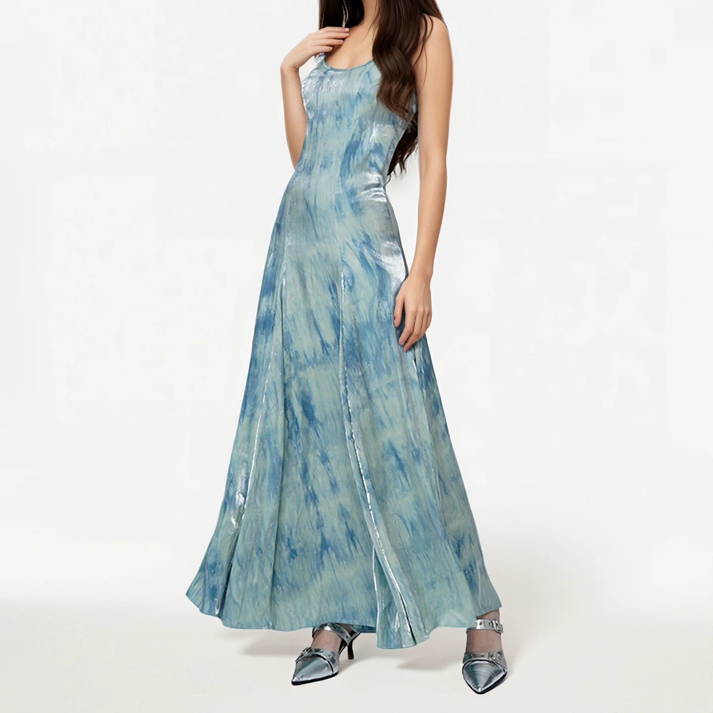 FUNOFF Retro Streamer Smudge Suspender Waist Dress