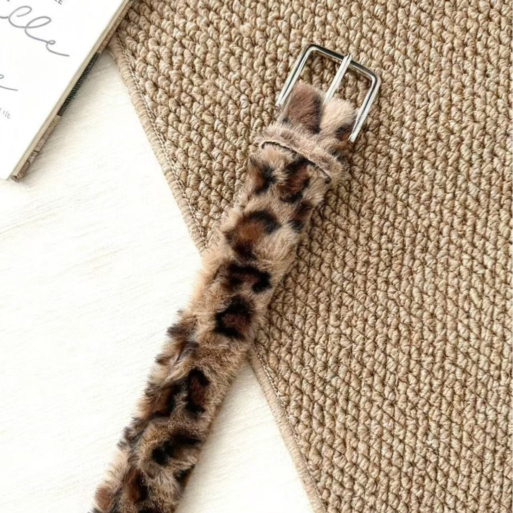 Intertek Pink Leopard Plush Stylish Comfort Belt