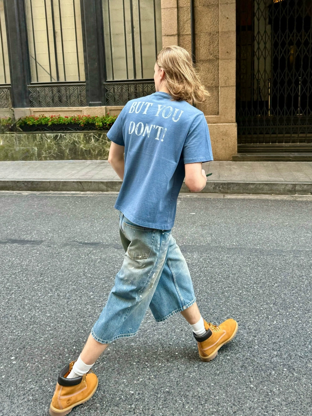 VLABMADE Old Ink Splashing A-shaped Wide-leg Loose Denim Pants