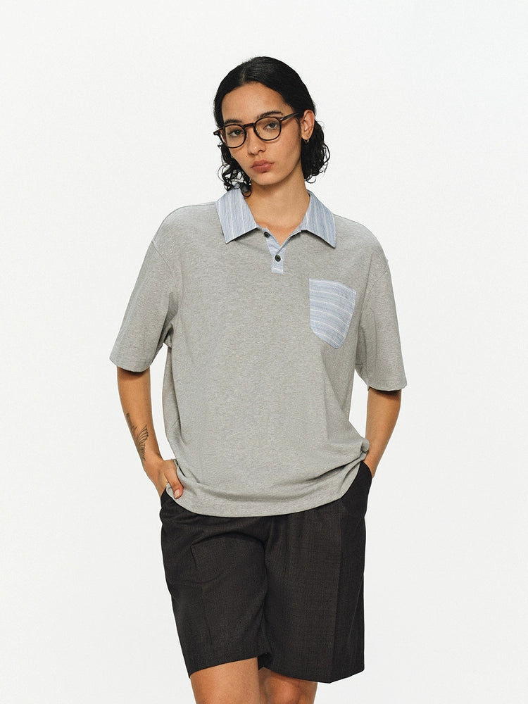 ATRY Retro Commuter Lapel Spliced Small Fragrant Tee