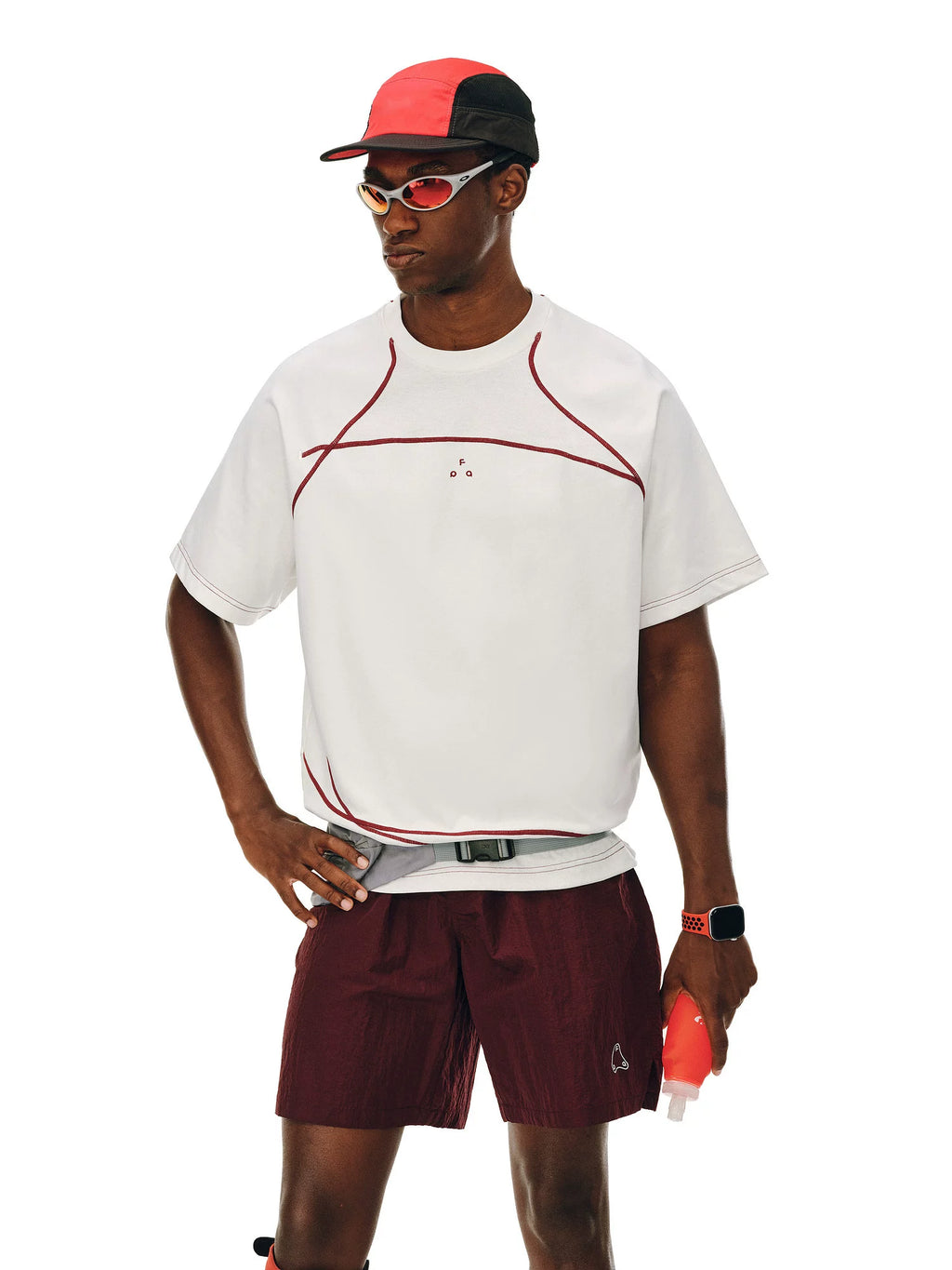 FPA Splicing Contrasting Color Casual Round Neck Tee