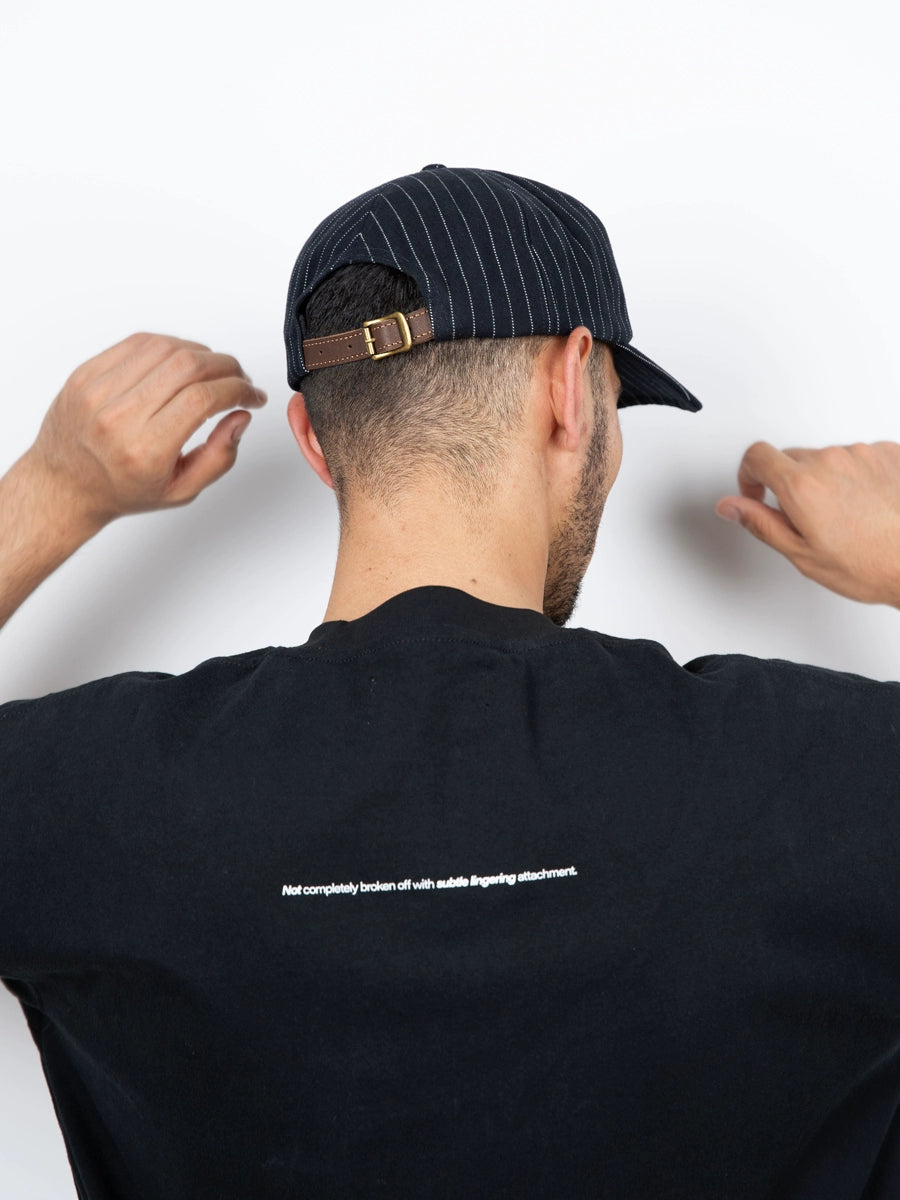 OD Striped Embroidered Retro Flat-brimmed Leather Buckle Baseball Cap