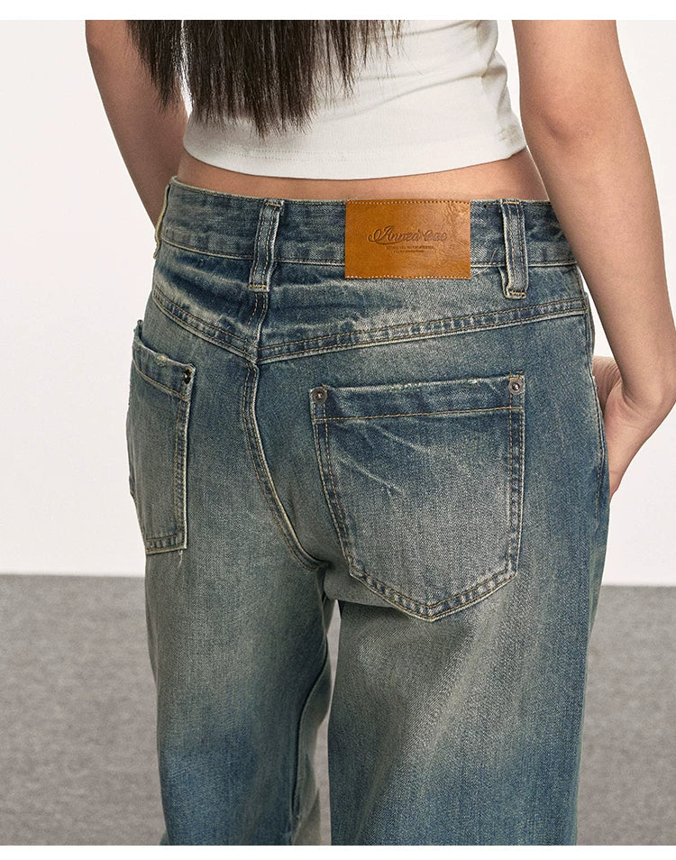 Anna Aneae High Waist Straight Wide Leg Jeans