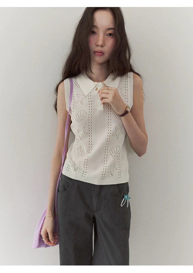 VOOE Jacquard Hollow Thin Knitted Vest