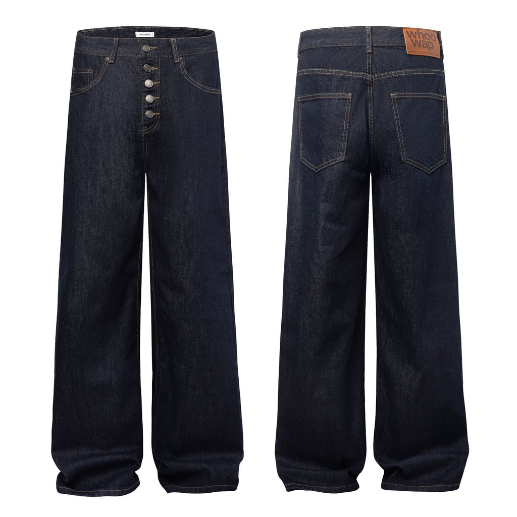 TRYTHMCLUB Loose Straight Denim Trousers