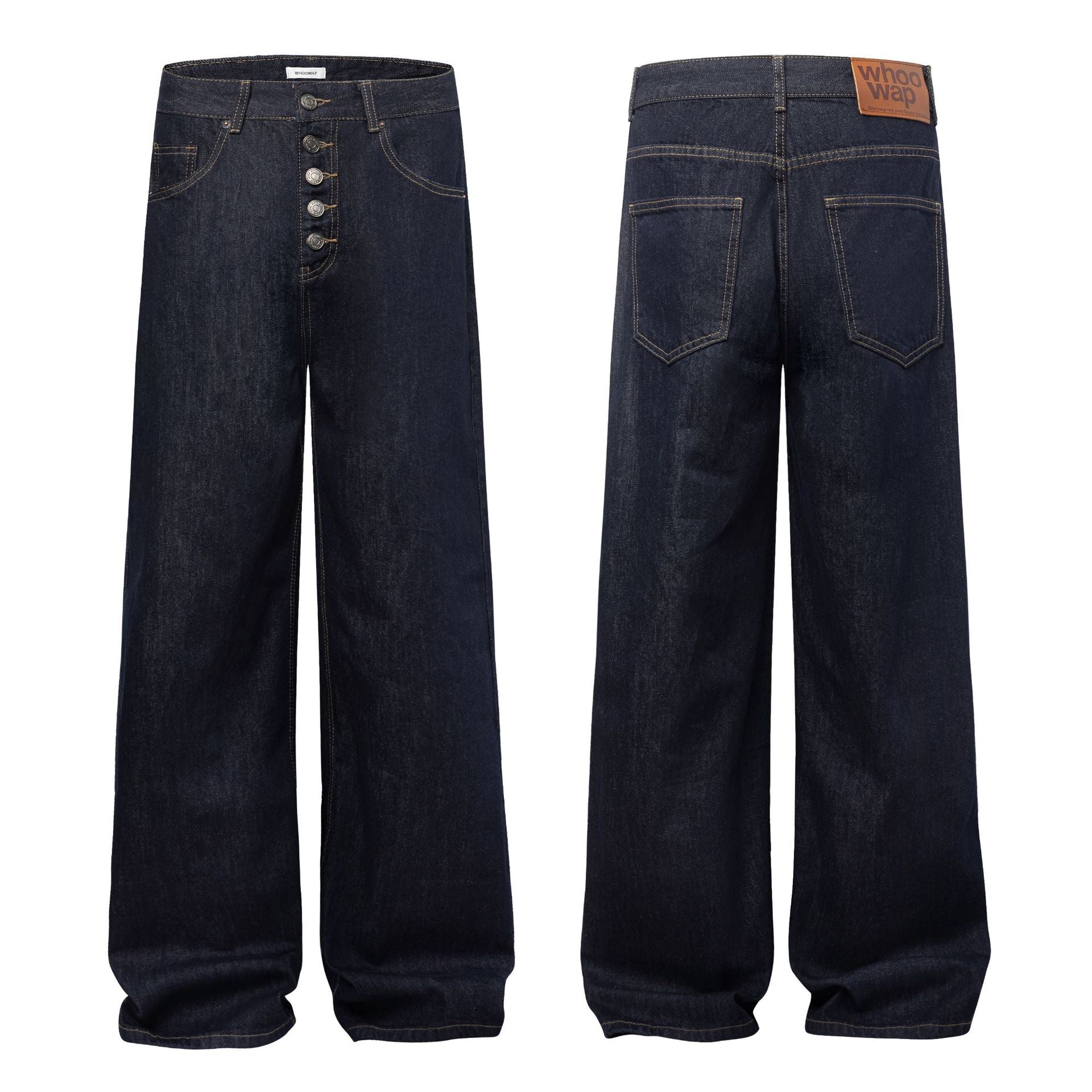 TRYTHMCLUB Loose Straight Denim Trousers