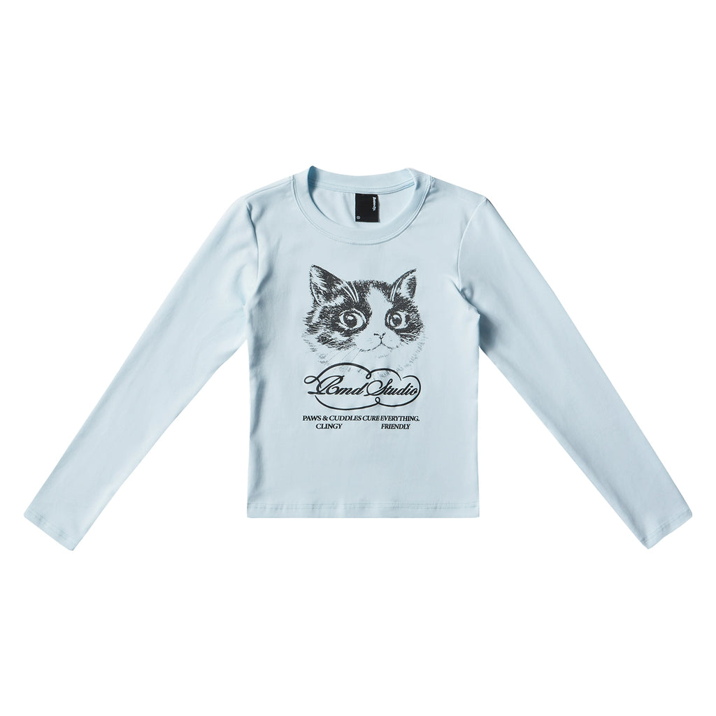Remedy Cat Print Slim Skinny Long Sleeves