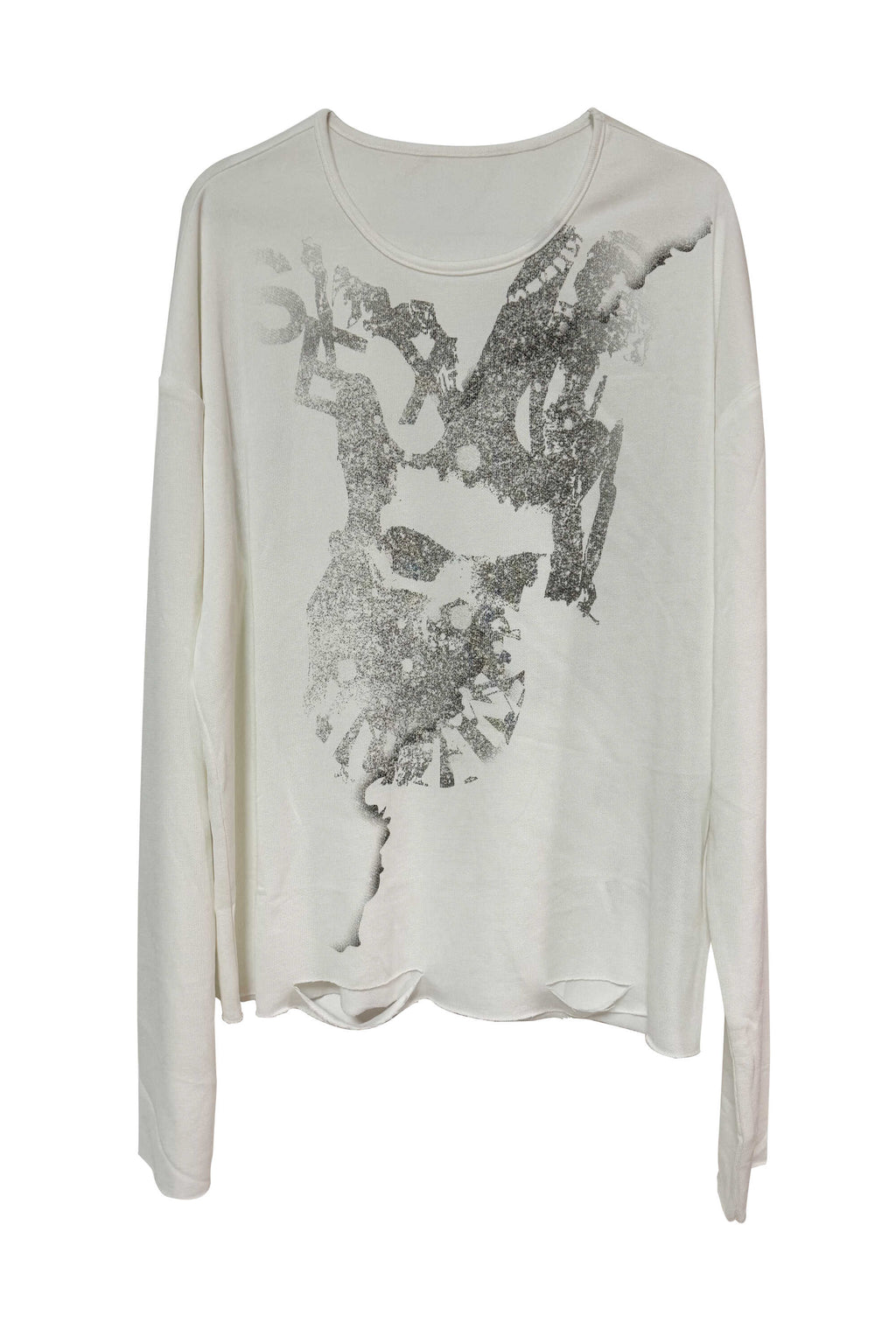 Human Voices Skull Guitar Print Destroy Mesh Long Sleeve