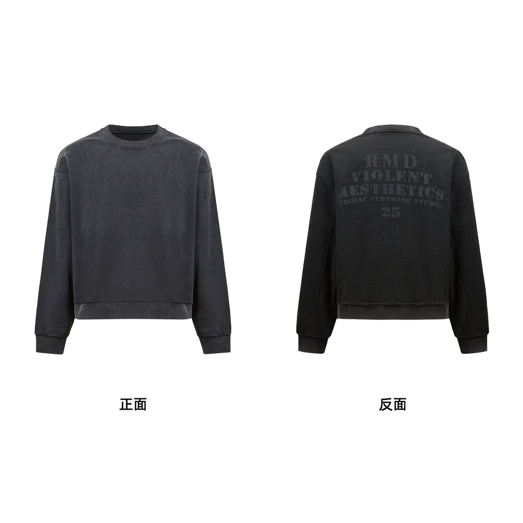 Remedy Vintage Double Sided Loose Crew Neck Sweater