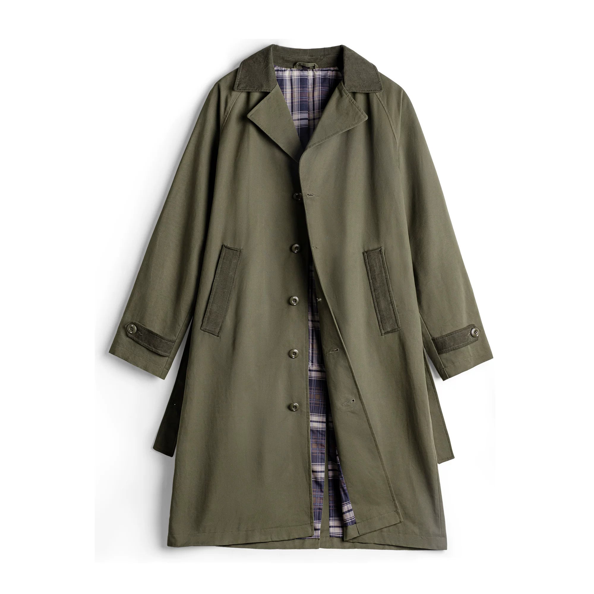 Madden Green Medium and Long Lapel Cotton Trench Coat