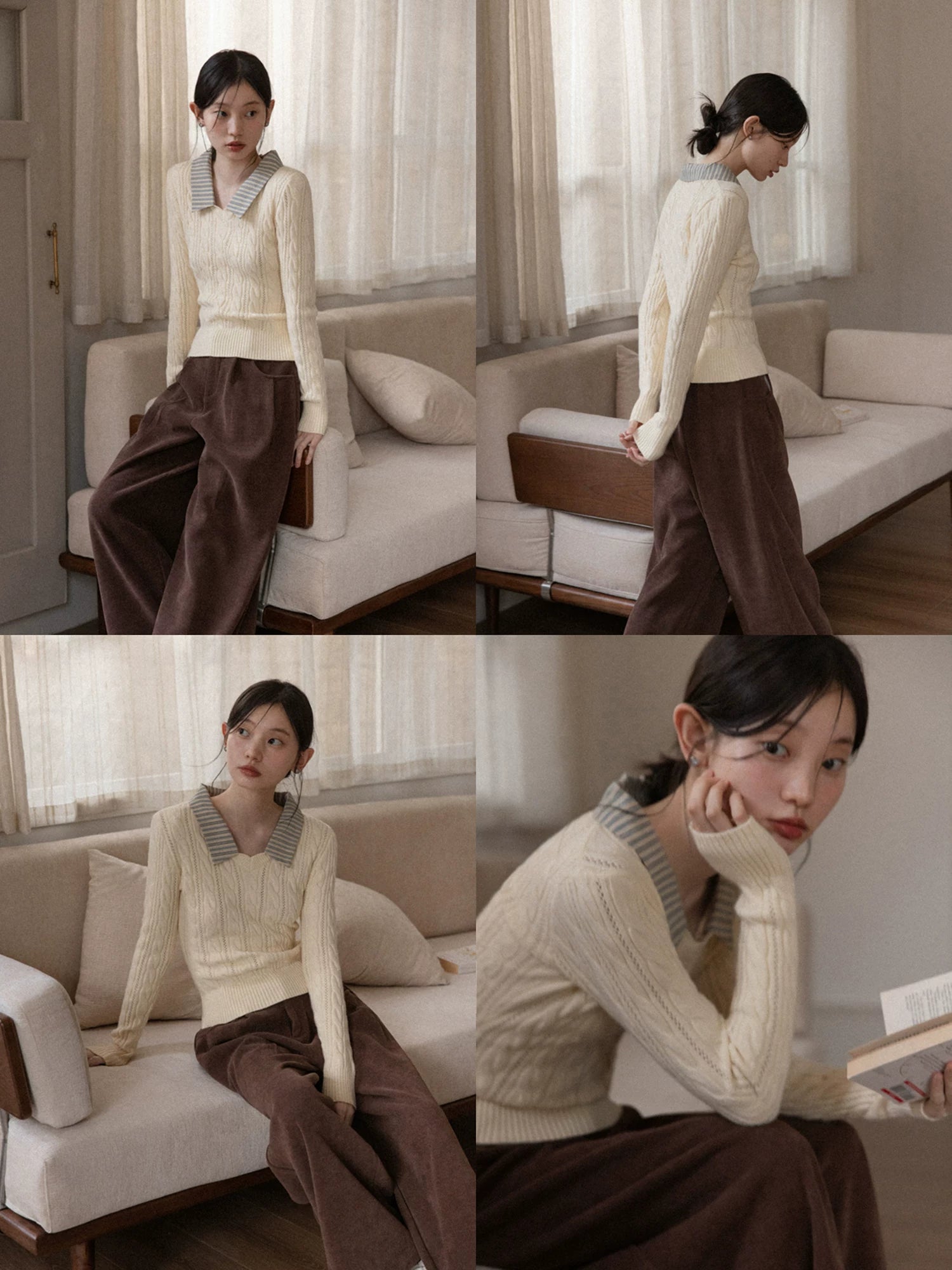 Cantonstory Lapel Wool Knitted Sweater