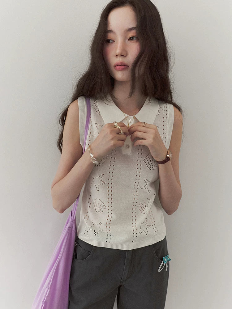 VOOE Jacquard Hollow Thin Knitted Vest