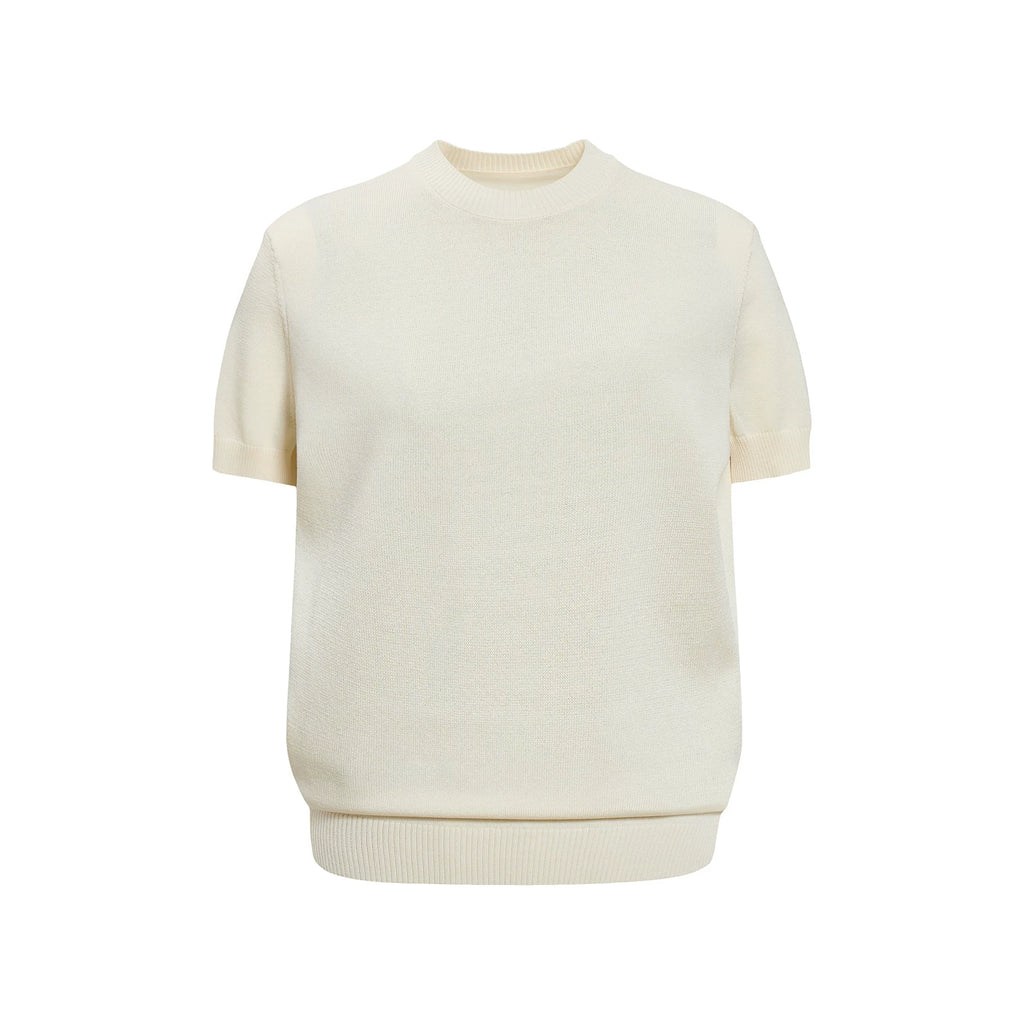 Sameuoo Crew Neck Shoulder Knit Tee
