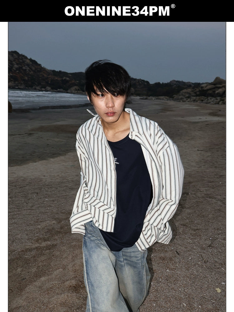 ONENINE34PM Lazy Striped Long Sleeve Shirt