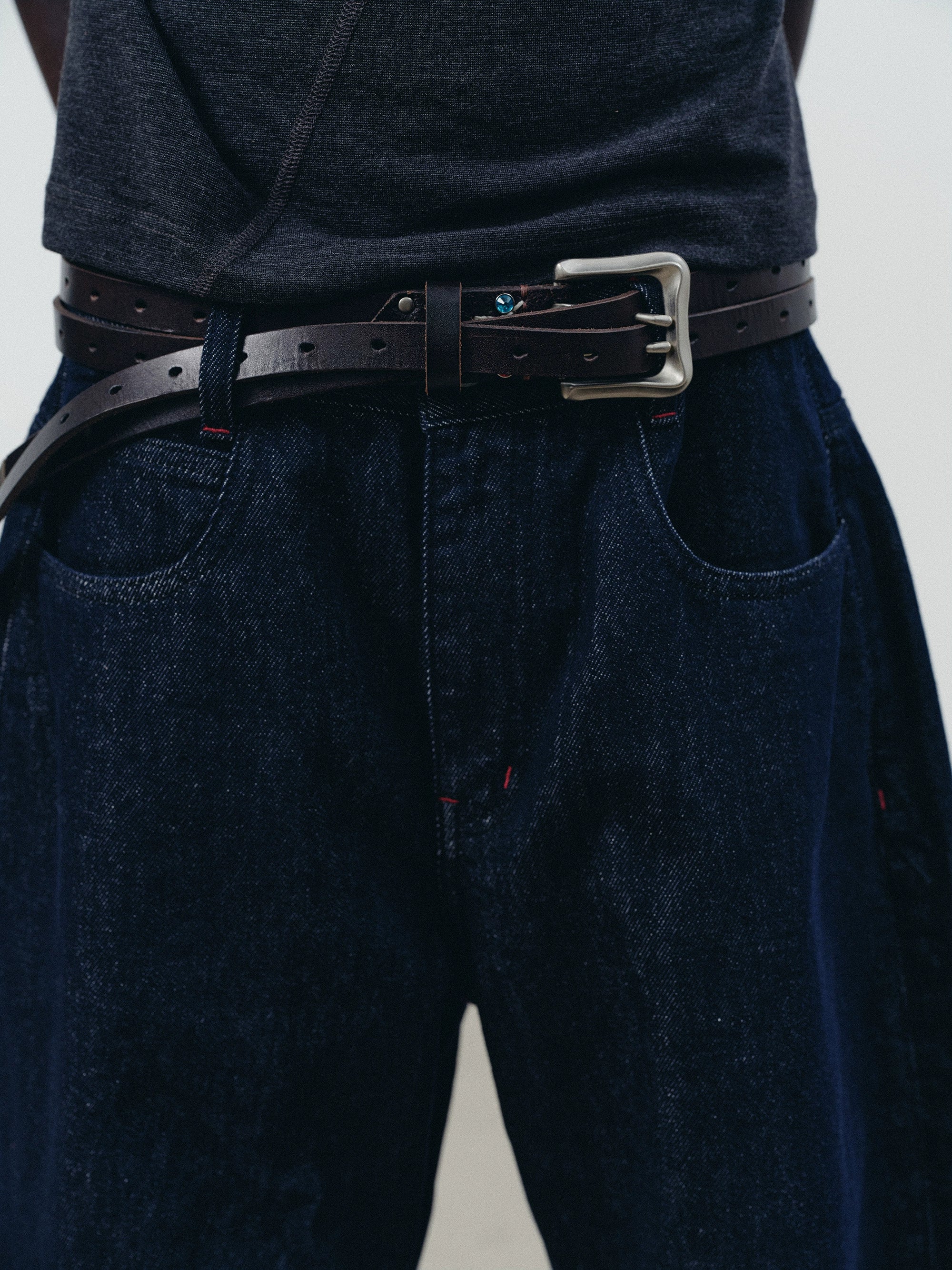 NOT UGLY Porous Snake Tail Split First Cowhide Hand Sewn Belt